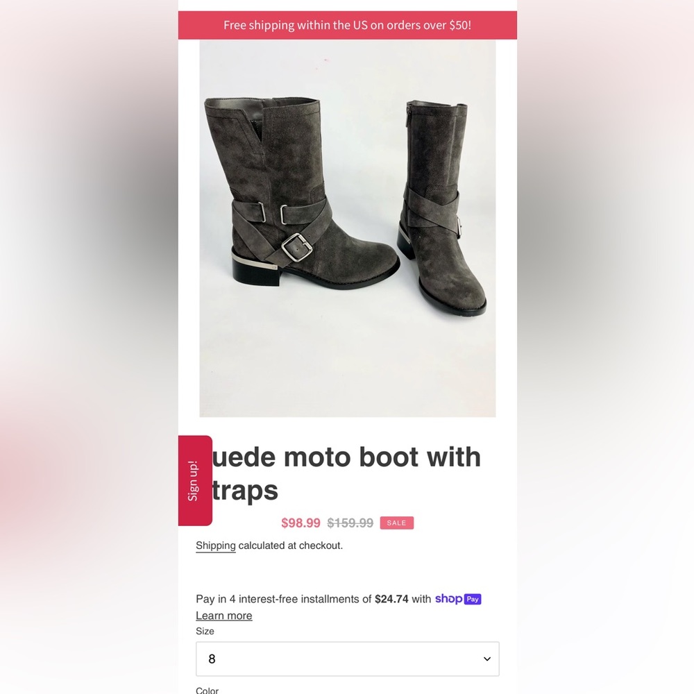 suede moto boot with straps